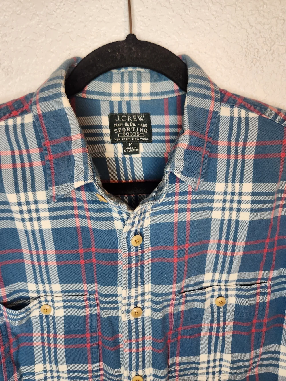 J Crew Slim Fit Flannel Camp Shirt Button Up Plaid Long Sleeve Mens Sz Medium